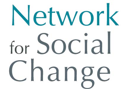 The image displays the text: "Network for Social Change" in a simple, serif font with "Network" in blue and the rest in gray.