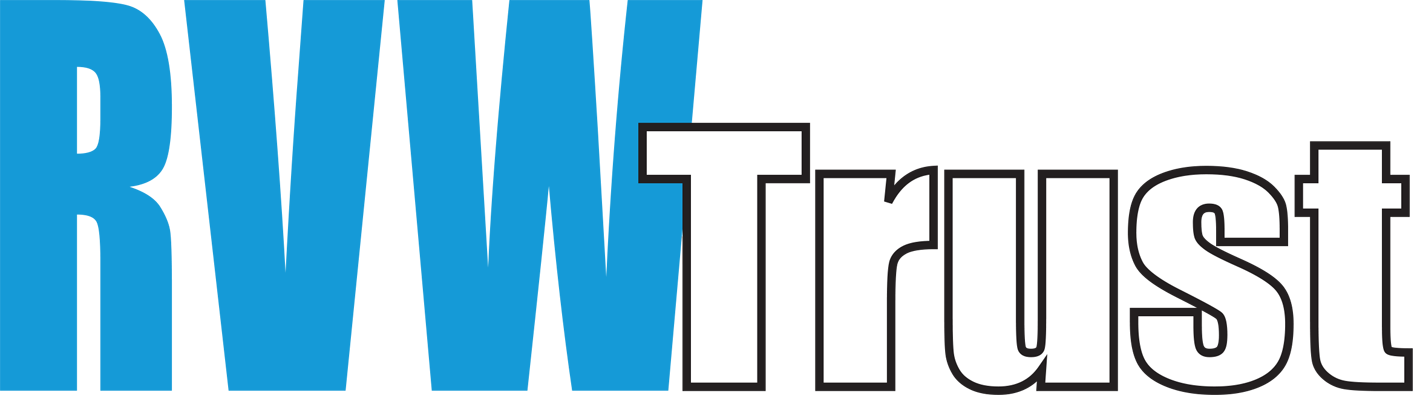 Logo with the word "Trust" in bold white letters on a black rectangle, next to a blue geometric shape on the left.