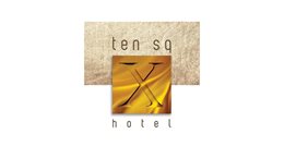 Ten Square Hotel logo featuring the words "ten sq hotel," a stylized gold "X" on a textured background, highlighting its exclusive Corporate Membership scheme.